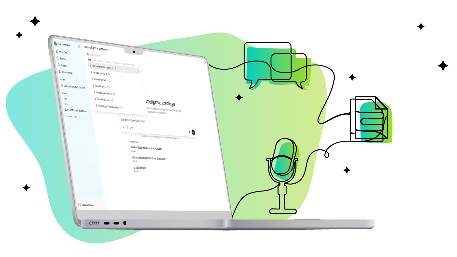 Mockup of Laptop with one.intelligence screenshot