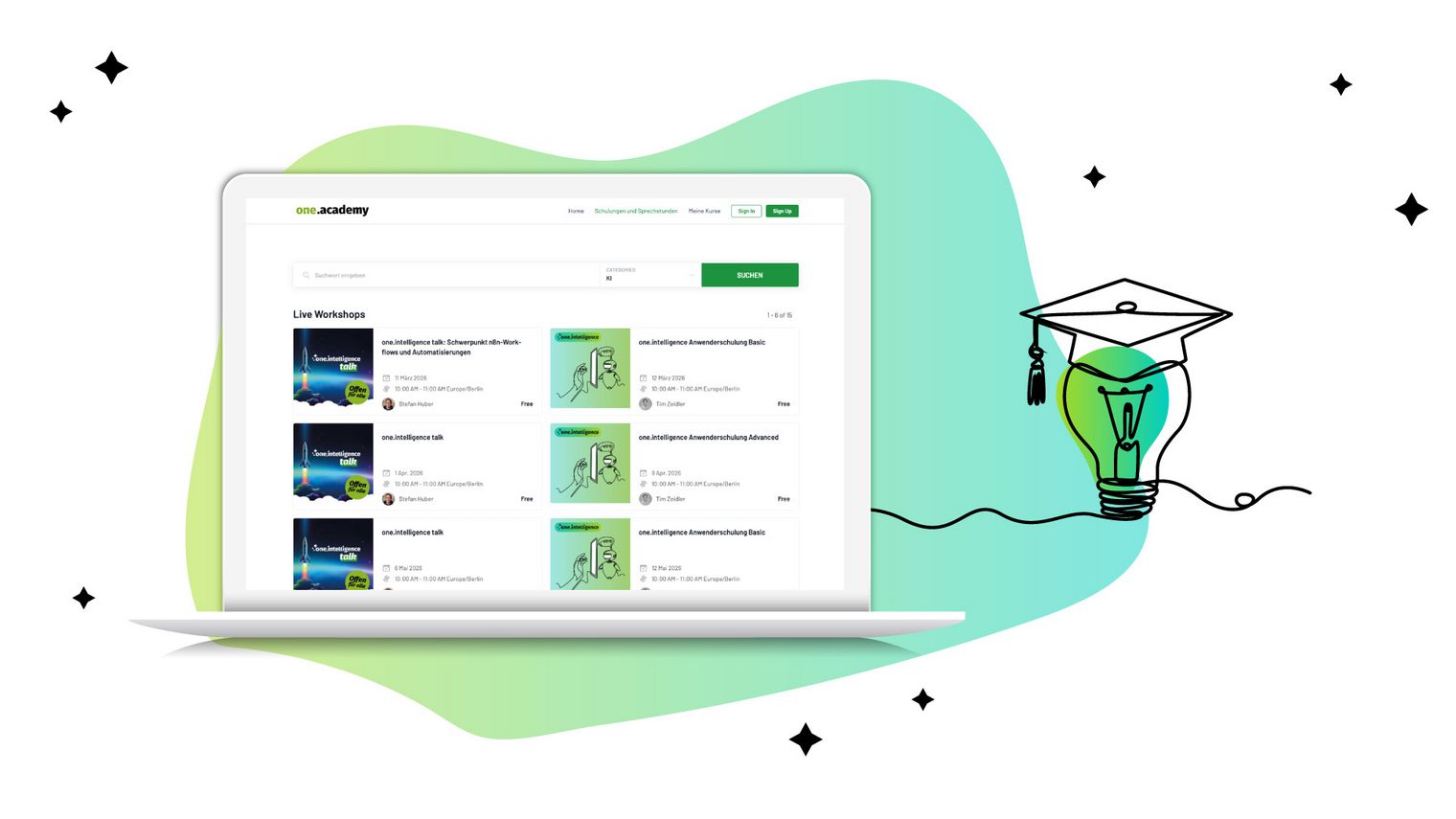 Screenshot of one.academy website